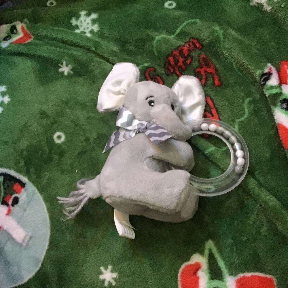 Bearington Baby "Lil' Spout" Gray Elephant Plush Shaker Rattle